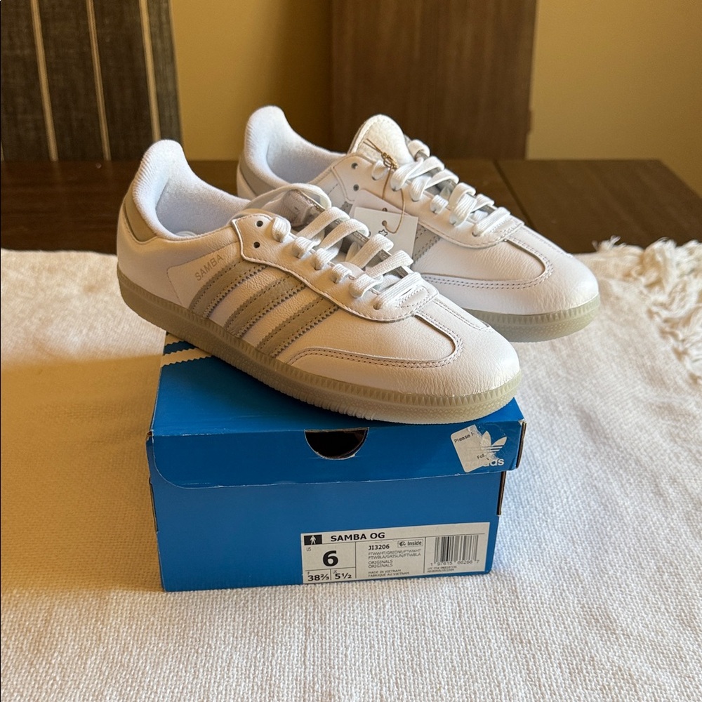 Adidas Samba OG White and Gray Sneakers
